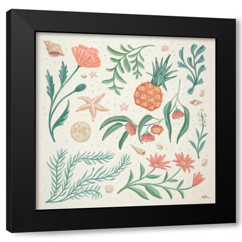 Seaside Botanical III Black Modern Wood Framed Art Print with Double Matting by Penner, Janelle