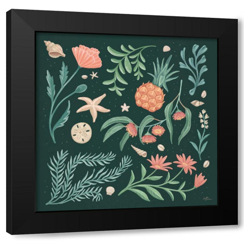 Seaside Botanical III Dark Black Modern Wood Framed Art Print with Double Matting by Penner, Janelle