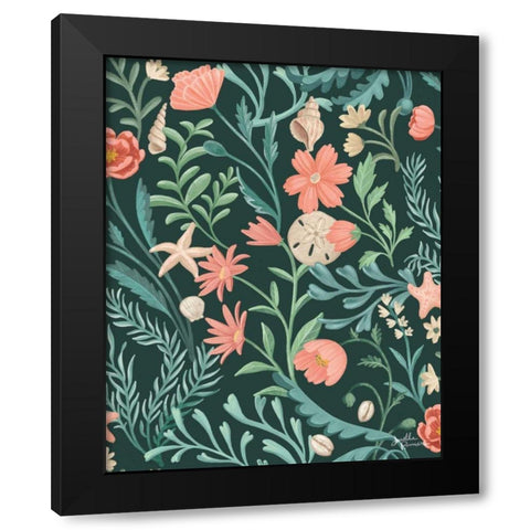 Seaside Botanical Pattern IB Black Modern Wood Framed Art Print with Double Matting by Penner, Janelle