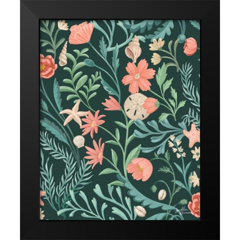 Seaside Botanical Pattern IB Black Modern Wood Framed Art Print by Penner, Janelle