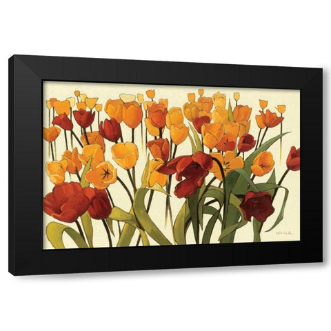 Tulipomania Black Modern Wood Framed Art Print with Double Matting by Novak, Shirley