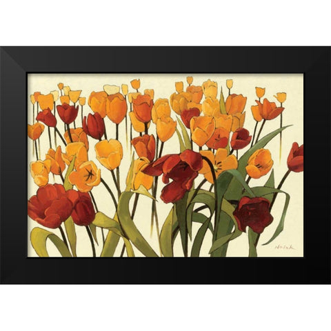 Tulipomania Black Modern Wood Framed Art Print by Novak, Shirley