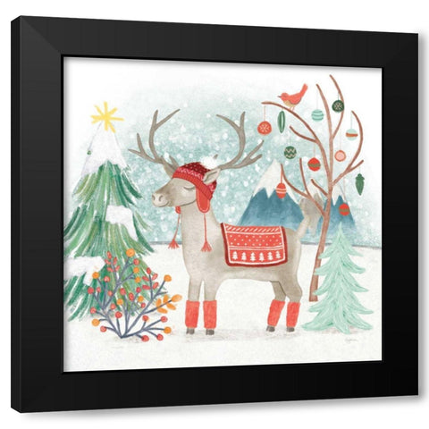 Reindeer Jubilee II Black Modern Wood Framed Art Print with Double Matting by Urban, Mary