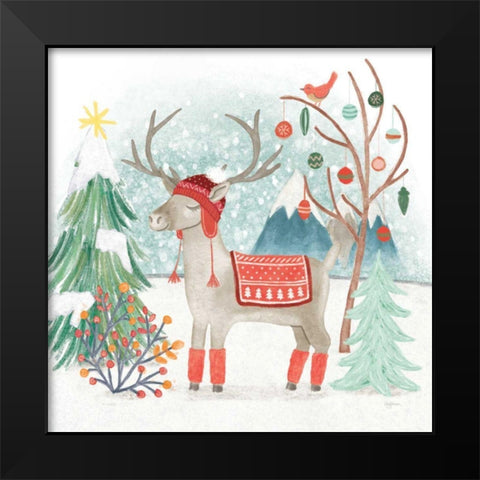 Reindeer Jubilee II Black Modern Wood Framed Art Print by Urban, Mary