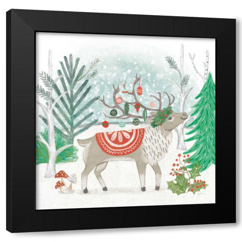 Reindeer Jubilee IV Black Modern Wood Framed Art Print with Double Matting by Urban, Mary