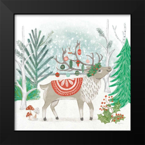 Reindeer Jubilee IV Black Modern Wood Framed Art Print by Urban, Mary