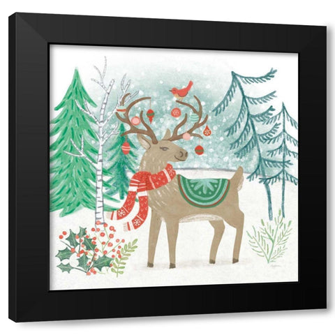 Reindeer Jubilee V Black Modern Wood Framed Art Print with Double Matting by Urban, Mary