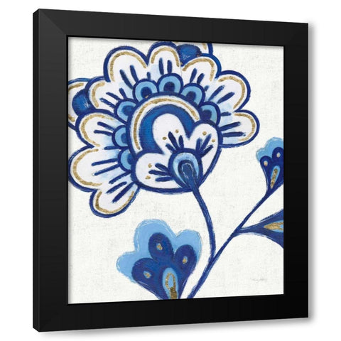 Flora Chinoiserie VI Textured Black Modern Wood Framed Art Print by Adams, Emily