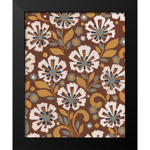 Boho Floral VI Black Modern Wood Framed Art Print by Wild Apple Portfolio