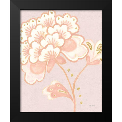 Flora Chinoiserie IV Textured Terra Black Modern Wood Framed Art Print by Adams, Emily