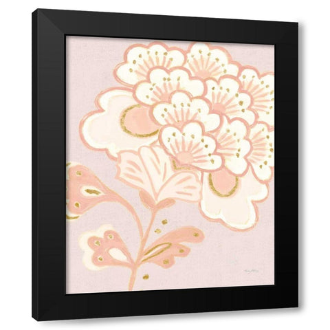 Flora Chinoiserie V Textured Terra Black Modern Wood Framed Art Print with Double Matting by Adams, Emily