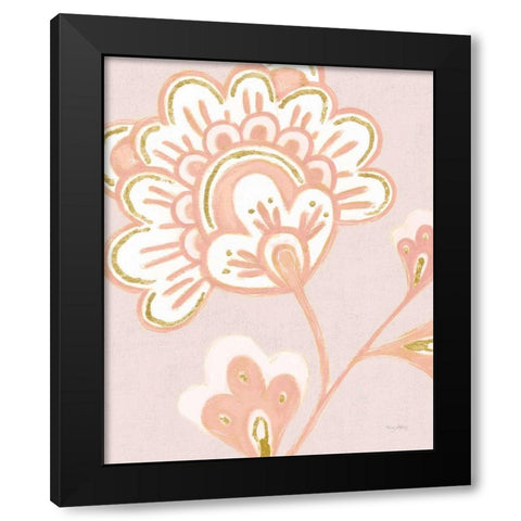 Flora Chinoiserie VI Textured Terra Black Modern Wood Framed Art Print with Double Matting by Adams, Emily