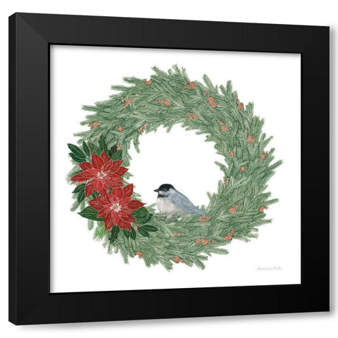 Woodland Wreath No Words II Black Modern Wood Framed Art Print by Miller, Sara Zieve
