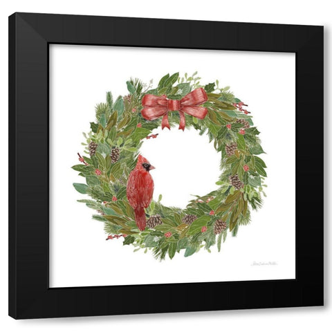Woodland Wreath No Words IV Black Modern Wood Framed Art Print with Double Matting by Miller, Sara Zieve