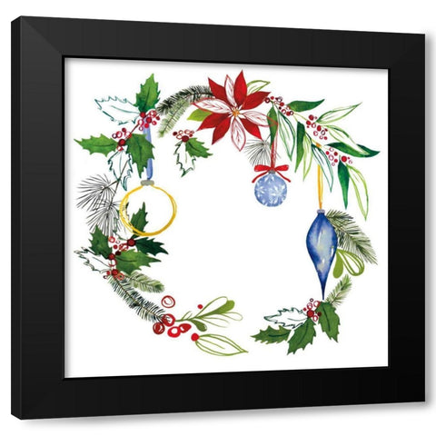 Christmas Wreath V Black Modern Wood Framed Art Print by Sussman, Harriet