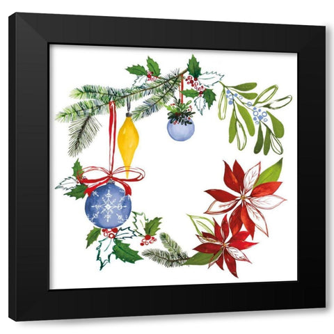 Christmas Wreath VI Black Modern Wood Framed Art Print by Sussman, Harriet