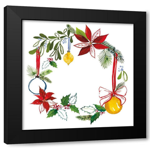 Christmas Wreath VII Black Modern Wood Framed Art Print by Sussman, Harriet