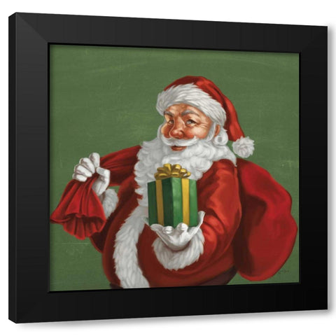 Holiday Santa I Black Modern Wood Framed Art Print by Penner, Janelle