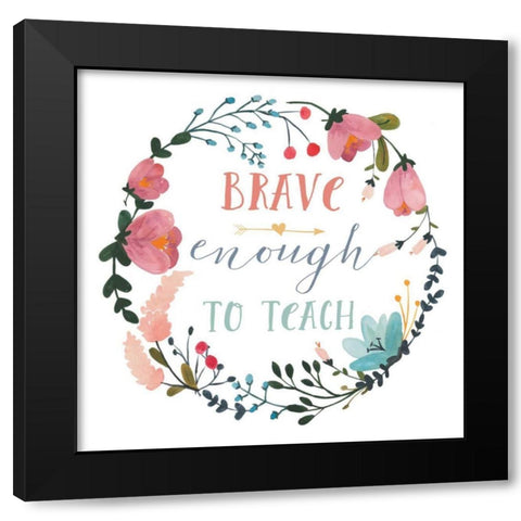 Harriet Floral Teacher Inspiration II Black Modern Wood Framed Art Print by Wild Apple Portfolio