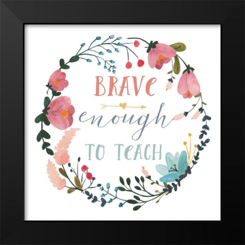 Harriet Floral Teacher Inspiration II Black Modern Wood Framed Art Print by Wild Apple Portfolio