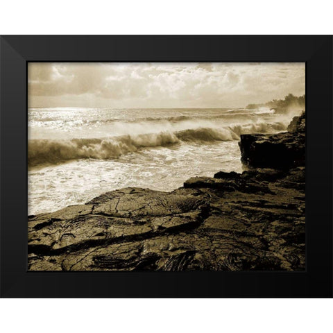 Pahoa Sea Black Modern Wood Framed Art Print by Goldstein, Ed