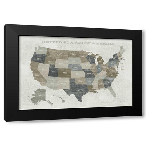 Slate US Map Black Modern Wood Framed Art Print with Double Matting by Schlabach, Sue