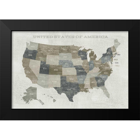Slate US Map Black Modern Wood Framed Art Print by Schlabach, Sue