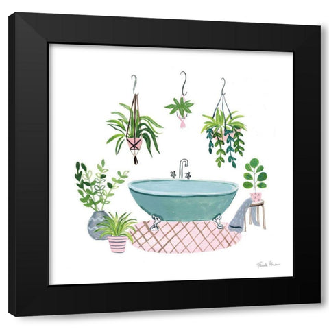 Green Bathroom II Black Modern Wood Framed Art Print with Double Matting by Zaman, Farida