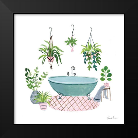 Green Bathroom II Black Modern Wood Framed Art Print by Zaman, Farida
