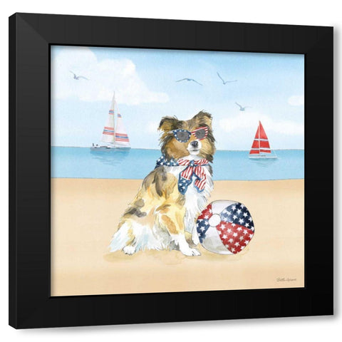 Summer Paws Patriotic V Black Modern Wood Framed Art Print by Grove, Beth
