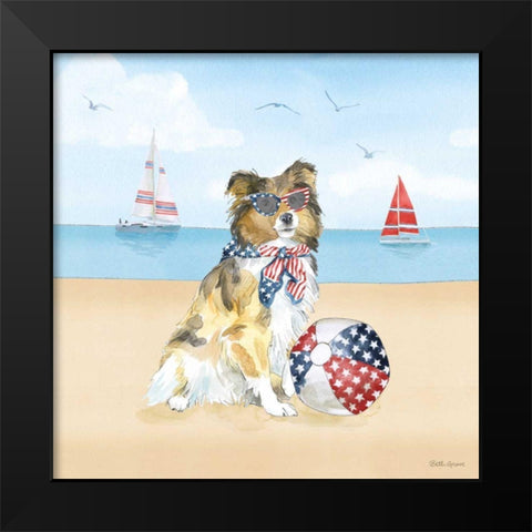 Summer Paws Patriotic V Black Modern Wood Framed Art Print by Grove, Beth