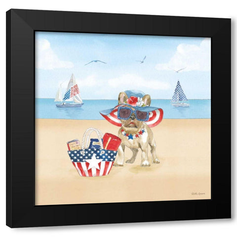 Summer Paws Patriotic IV Black Modern Wood Framed Art Print by Grove, Beth