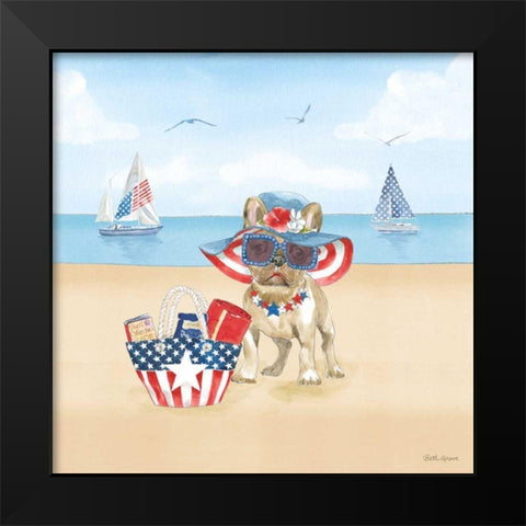Summer Paws Patriotic IV Black Modern Wood Framed Art Print by Grove, Beth