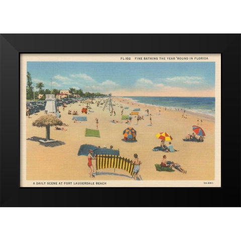 Beach Postcard I Black Modern Wood Framed Art Print by Wild Apple Portfolio