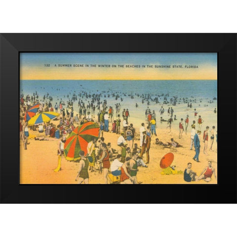 Beach Postcard IV Black Modern Wood Framed Art Print by Wild Apple Portfolio