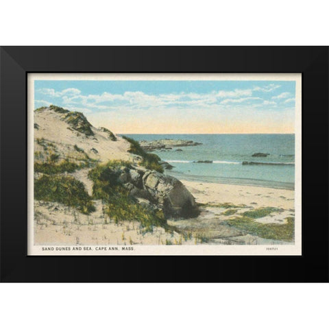 Beach Postcard V Black Modern Wood Framed Art Print by Wild Apple Portfolio
