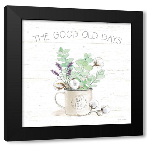 Farmhouse Cotton III Sage Black Modern Wood Framed Art Print with Double Matting by Grove, Beth