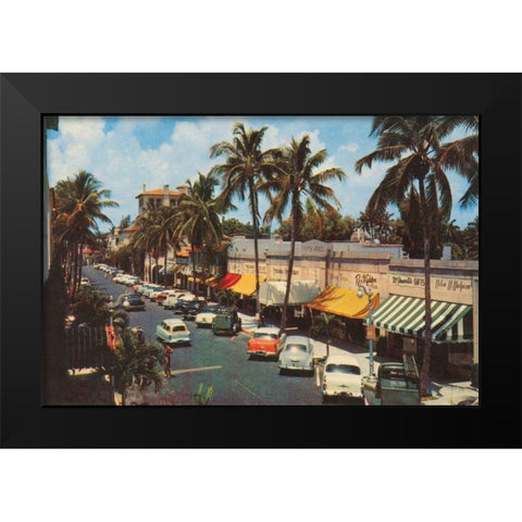 Florida Postcard IV Black Modern Wood Framed Art Print by Wild Apple Portfolio