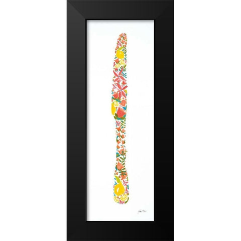 Floral Knife Black Modern Wood Framed Art Print by Davis, Joan E.