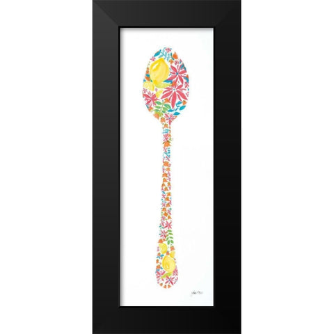 Floral Spoon Black Modern Wood Framed Art Print by Davis, Joan E.