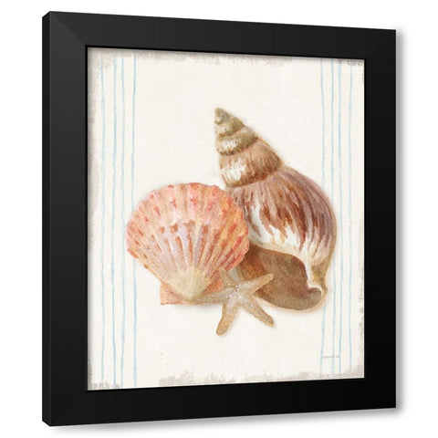 Floursack Nautical Shells I Black Modern Wood Framed Art Print by Nai, Danhui