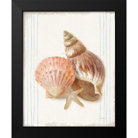 Floursack Nautical Shells I Black Modern Wood Framed Art Print by Nai, Danhui