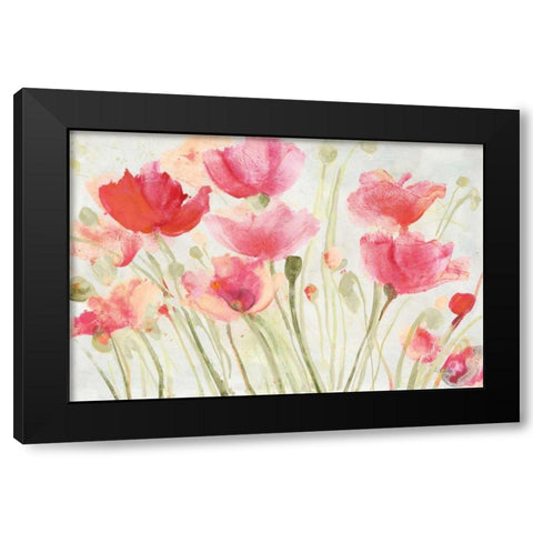 Blush Poppies Black Modern Wood Framed Art Print by Hristova, Albena