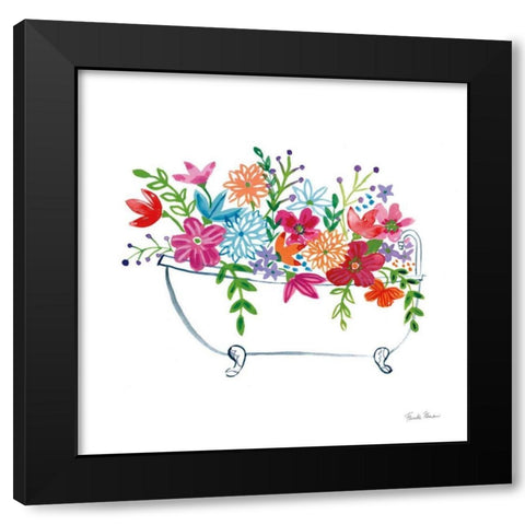 Floral Bathroom I  Black Modern Wood Framed Art Print by Zaman, Farida