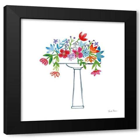 Floral Bathroom II Black Modern Wood Framed Art Print by Zaman, Farida