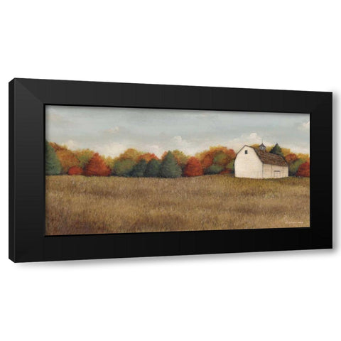 White Barn in Field Neutral Black Modern Wood Framed Art Print by Brown, David Carter