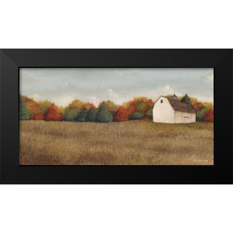 White Barn in Field Neutral Black Modern Wood Framed Art Print by Brown, David Carter