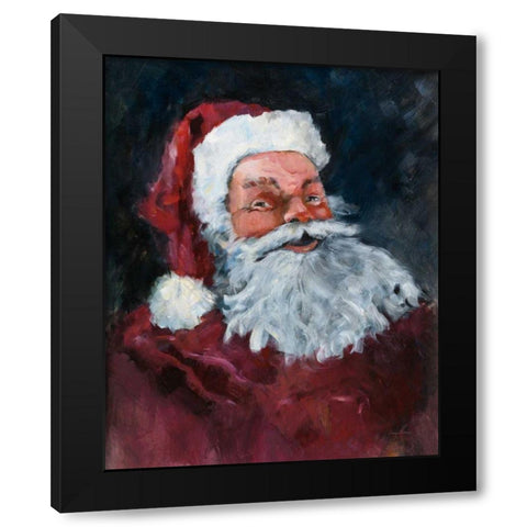 Jolly Santa Black Modern Wood Framed Art Print by Tillmon, Avery