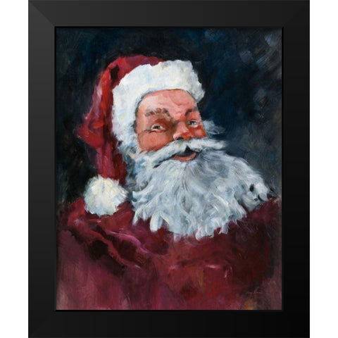 Jolly Santa Black Modern Wood Framed Art Print by Tillmon, Avery