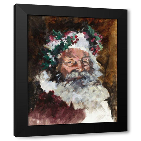 Father Christmas Black Modern Wood Framed Art Print by Tillmon, Avery